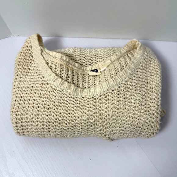 Roxy Sweater Womens Sz S Ivory Open Knit Beach Good Day Sunshine Cotton Pullover - Picture 2 of 9
